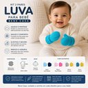 Ver imagem 5 de Kit 2 Pares Luva para Bebê 13x10cm Azul Amarelo Bene Casa