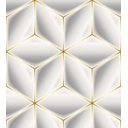 Ver imagem 1 de Papel De Parede Para Quarto Sala Com Efeito 3D Branco Cinza Com Detalhes Amarelo