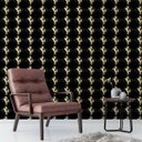 Ver imagem 2 de Papel De Parede Para Quarto Sala Com Desenho De Cavalo Na Cor Bege Com Fundo Preto