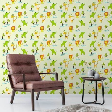 Papel De Parede Infantil Para Quarto De Criança Com Tema Safari