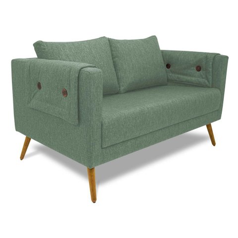 Poltrona Namoradeira Paris D07 2 Lugares Linho Mescla Verde - D’Rossi