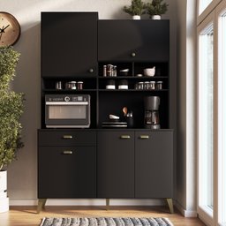 Armário de Cozinha Compacta 5 Portas Maya Casamia - Preto Onix - 1