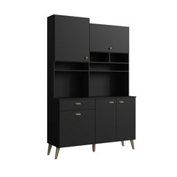 Armário de Cozinha Compacta 5 Portas Maya Casamia - Preto Onix - 2