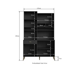 Armário de Cozinha Compacta 5 Portas Maya Casamia - Preto Onix - 5