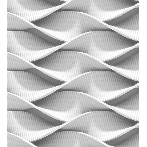 Papel De Parede Para Sala Quarto Branco Cinza Com Efeito 3D Ondas
