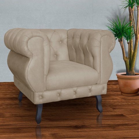 Poltrona Decorativa Sala Recepção Maya Suede Cappuccino Lm Decor