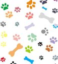 Ver imagem 2 de Papel De Parede Infantil Branco Com Detalhes Colorido Para Quarto Sala Patinhas De Cachorro
