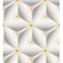 Ver imagem 1 de Papel De Parede Para Quarto Sala Com Efeito 3D Branco Cinza Com Detalhes Amarelo