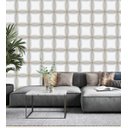 Ver imagem 2 de Papel De Parede Para Sala Quarto Com Efeito 3D Branco Cinza Com Detalhes Amarelo