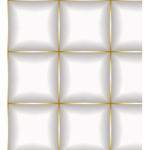 Papel De Parede Para Sala Quarto Com Efeito 3D Branco Cinza Com Detalhes Amarelo