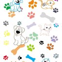 Ver imagem 2 de Papel De Parede Branco Com Detalhes Colorido Cachorro Gato Para Quarto Sala Infantil