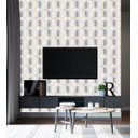 Ver imagem 2 de Papel De Parede Para Quarto Sala Branco Cinza Com Detalhes Amarelo Com Efeito 3D