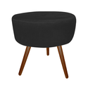 Ver imagem 3 de Kit 2 Poltronas Decorativa Nina Riscado + Puff Redondo Suede Preto Pés Madeira Ms Decor