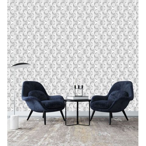 Papel De Parede Branco Cinza Para Sala Com Efeito 3D