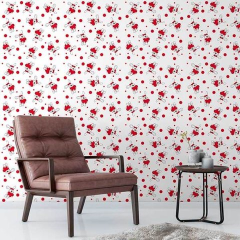 Papel De Parede Infantil Para Quarto Sala Coelhos Com Coração