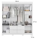 Ver imagem 2 de Guarda Roupa Casal Doble 08 Portas com Espelho e Cômoda Evidenza Branco Freijo Flex- Móveis Albatroz