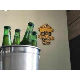 Placa Lo Que La Cerveza Laqueada 3D Mdf - 40 X24 Cm - 3