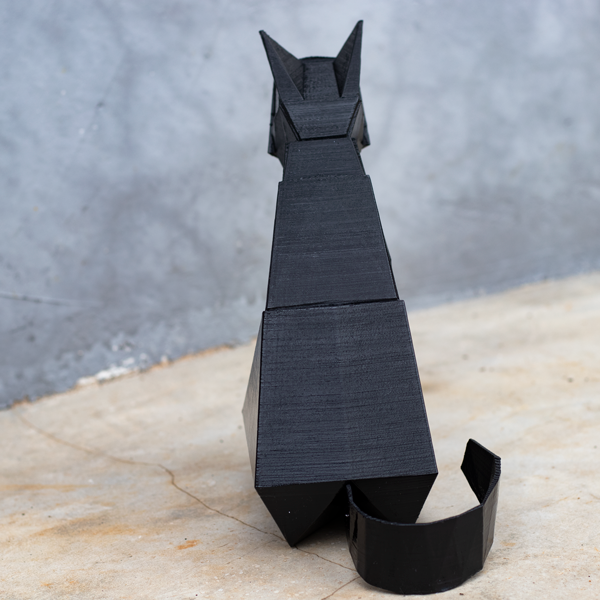Escultura de Gato, estilo Origami - Preto - 2