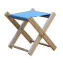 Ver imagem 2 de Kit 2 Banquetas Pescador Dobrável Madeira Maciça com Tecido Azul Claro