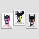 Ver imagem 1 de kit 3 Quadros Pop Art Mulher Gato 24x18cm:Madeira preta