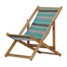 Espreguiçadeira Preguiçosa Dobrável Sem Braço Mel em Madeira Maciça Tecido Impermeável Chevron Verde - 1