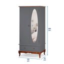 Ver imagem 5 de Guarda Roupa Solteiro Com Espelho 2 Portas 1 Gaveta 60406E Linz Móveis - Cinza/Imbuia