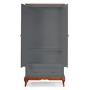 Ver imagem 2 de Guarda Roupa Solteiro Com Espelho 2 Portas 1 Gaveta 60406E Linz Móveis - Cinza/Imbuia