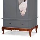 Ver imagem 4 de Guarda Roupa Solteiro Com Espelho 2 Portas 1 Gaveta 60406E Linz Móveis - Cinza/Imbuia