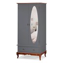 Ver imagem 1 de Guarda Roupa Solteiro Com Espelho 2 Portas 1 Gaveta 60406E Linz Móveis - Cinza/Imbuia