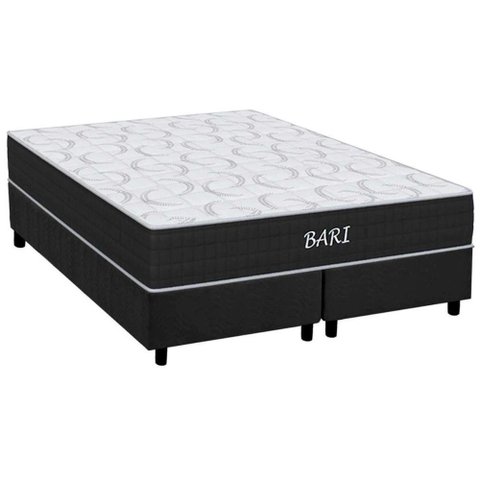 Cama Box Queen: Colchão Espuma D45 Orthoflex Bari + Base Crc Suede Gray(158x198)