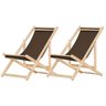 Kit 2 Espreguiçadeiras Preguiçosa Dobrável sem Braço Natural em Madeira Maciça Tecido Marrom - 1