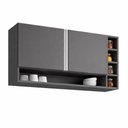 Ver imagem 1 de Armário Aéreo Cozinha Vanessa 105cm 2 Portas Nicho Lateral Mdp Funcional Cinza - Desk Design