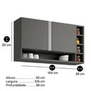 Ver imagem 3 de Armário Aéreo Cozinha Vanessa 105cm 2 Portas Nicho Lateral Mdp Funcional Cinza - Desk Design