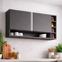Ver imagem 2 de Armário Aéreo Cozinha Vanessa 105cm 2 Portas Nicho Lateral Mdp Funcional Cinza - Desk Design