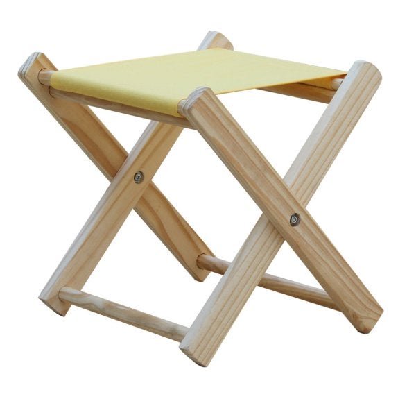 Conjunto 3 Banquetas Pescador Madeira Maciça Natural com Tecido Amarelo - 2