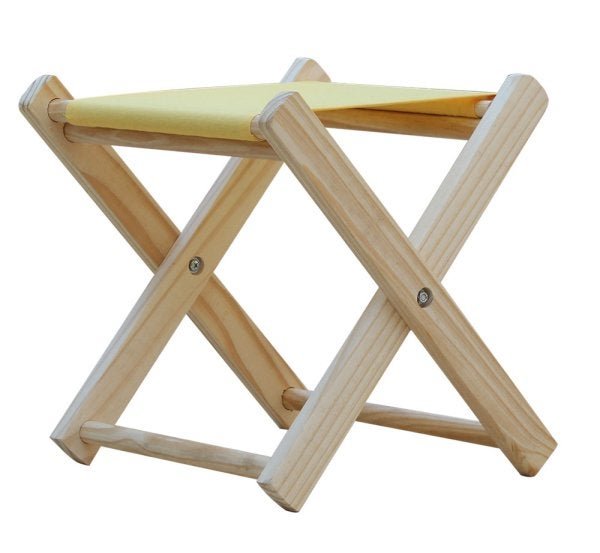 Conjunto 3 Banquetas Pescador Madeira Maciça Natural com Tecido Amarelo - 3