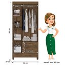 Ver imagem 3 de Guarda Roupa Solteiro Lima com Cômoda Vênus com Pés e Armário Multiuso New Íris Castanho Wood – Mova