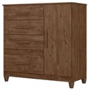 Ver imagem 4 de Guarda Roupa Solteiro Lima com Cômoda Vênus com Pés e Armário Multiuso New Íris Castanho Wood – Mova