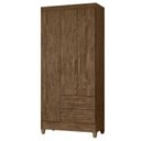 Ver imagem 2 de Guarda Roupa Solteiro Lima com Cômoda Vênus com Pés e Armário Multiuso New Íris Castanho Wood – Mova