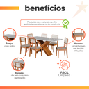 Ver imagem 5 de Conjunto de Mesa Sala de Jantar Tampo com Vidro 1,80m Grécia 6 Cadeiras Santiago Dobuê
