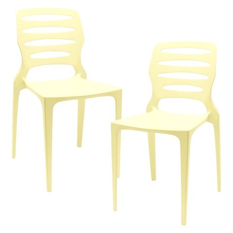 Kit 02 Cadeiras para Cozinha Área Gourmet Jardim Empilhável Larsen P03 Amarelo - Lyam Decor