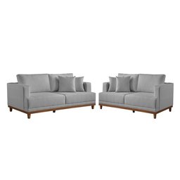 Conjunto Sofás 2 e 3 Lugares Estofados M-175 Veludo Martins Cinza - 1