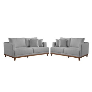Conjunto Sofás 2 e 3 Lugares Estofados M-175 Veludo Martins Cinza