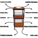 Ver imagem 2 de Fruteira de Ferro e Madeira 2 Andares com Ladrilho Hidráulico Artesanal Ladrilho B3