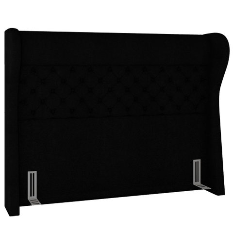 Cabeceira Cama Box Queen 160 Cm Madrid Bouclê Preto - Lyam Decor