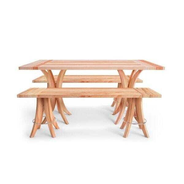 Conjunto Mesa de Jantar em Madeira Retangular com 2 Bancos - Natural - 1