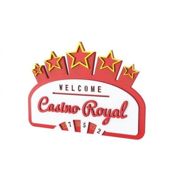 Placa Casino Royal Laqueada 3D Mdf - 28X40 Cm - 1
