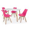 Kit Mesa Jantar Eiffel 120x80 Branca + 4 Cadeiras Leda - Rosa - 1
