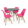 Kit Mesa Jantar Eiffel 80cm Preta + 4 Cadeiras Leda - Rosa - 1