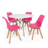 Kit Mesa Jantar Eiffel 100cm Branca + 4 Cadeiras Leda - Rosa - 1